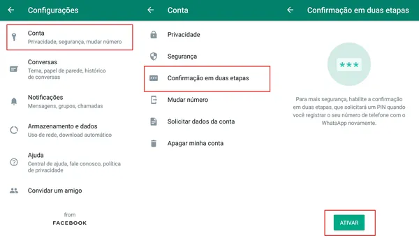 Como ativar a autenticação em dois fatores no WhatsApp — Foto: Reprodução/WhatsApp