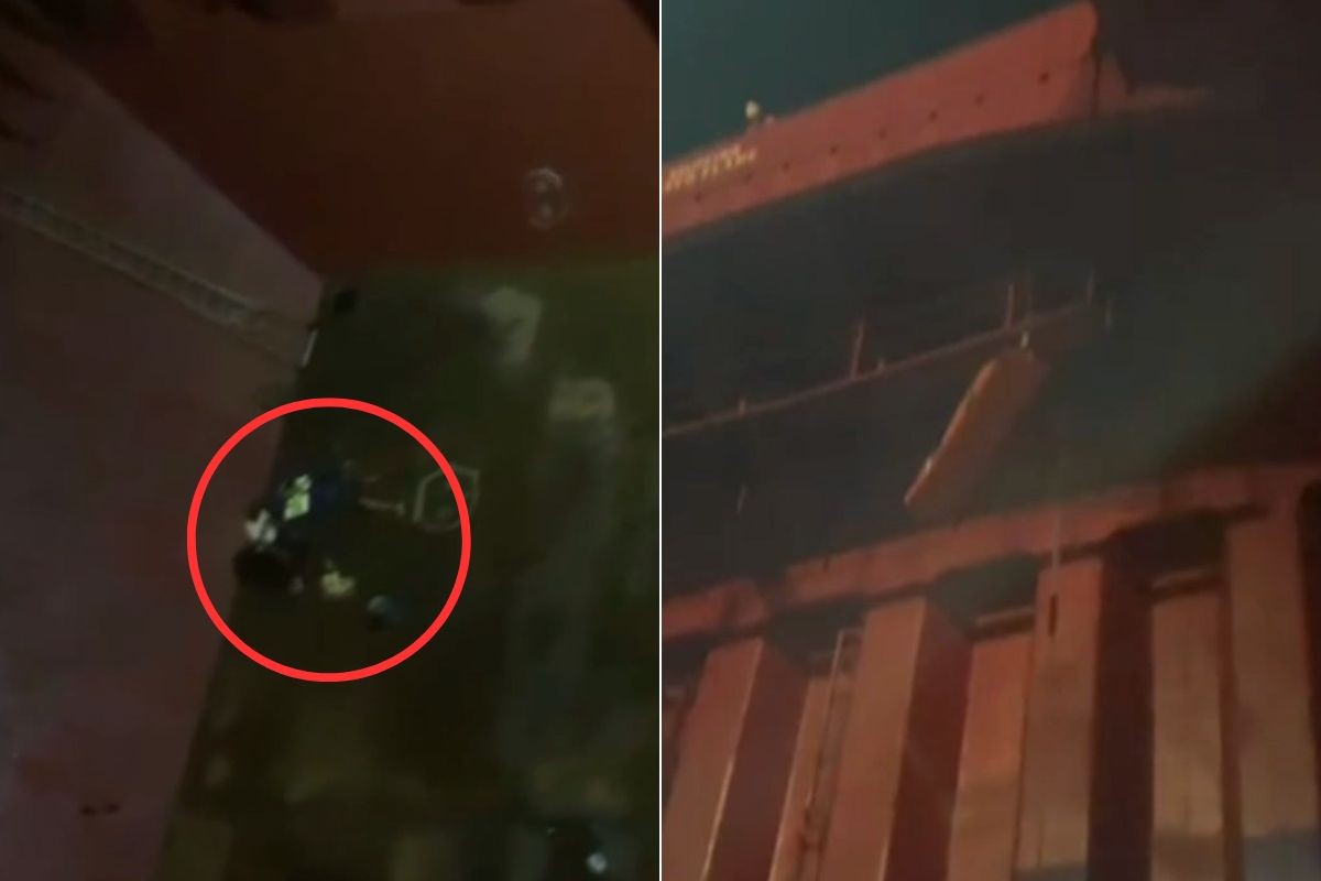 Tripulante é resgatado em alto-mar após cair em porão de navio graneleiro; VÍDEO