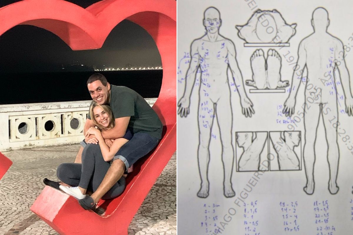 Imagem mostra os locais onde sargento deu as 51 facadas na esposa dentro de clínica no litoral de SP