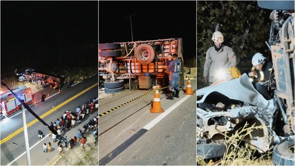 Acidente entre carro e caminhão deixou seis pessoas da mesma família mortas no Ceará — Foto: Gabriel Vital