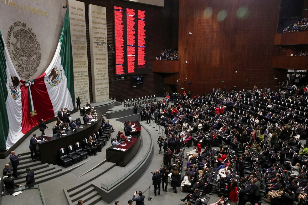 Congresso do México em 1º de outubro de 2024, durante a posse da presidente Claudia Sheinbaum — Foto: REUTERS/Henry Romero