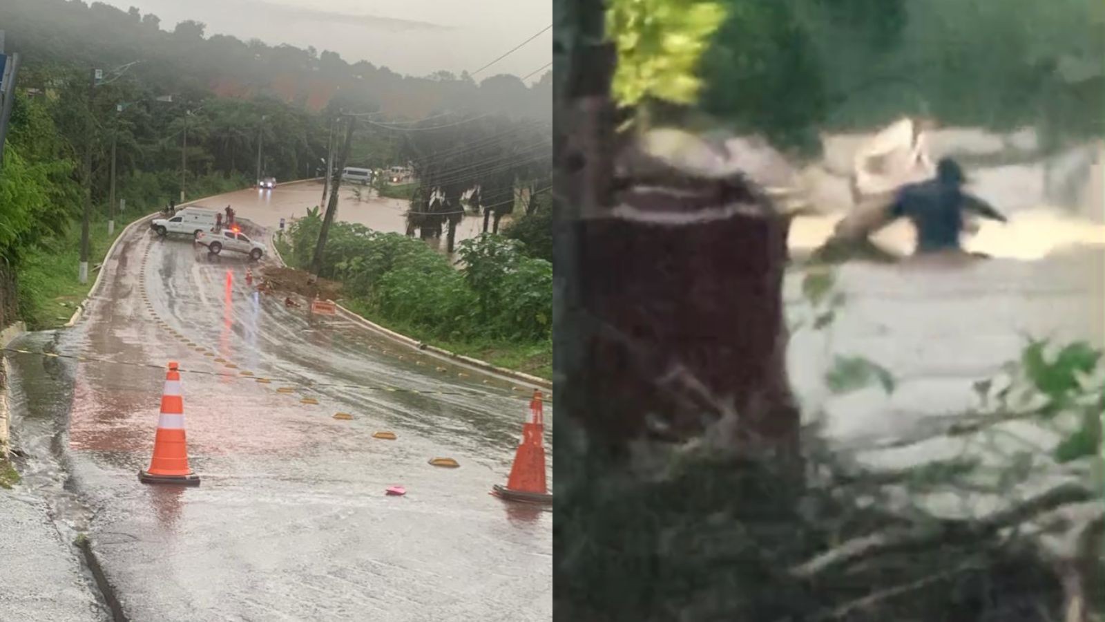 Vídeo: Riacho transborda e trecho de PI-147 fica interditado; família de vereador é resgatada após ficar ilhada