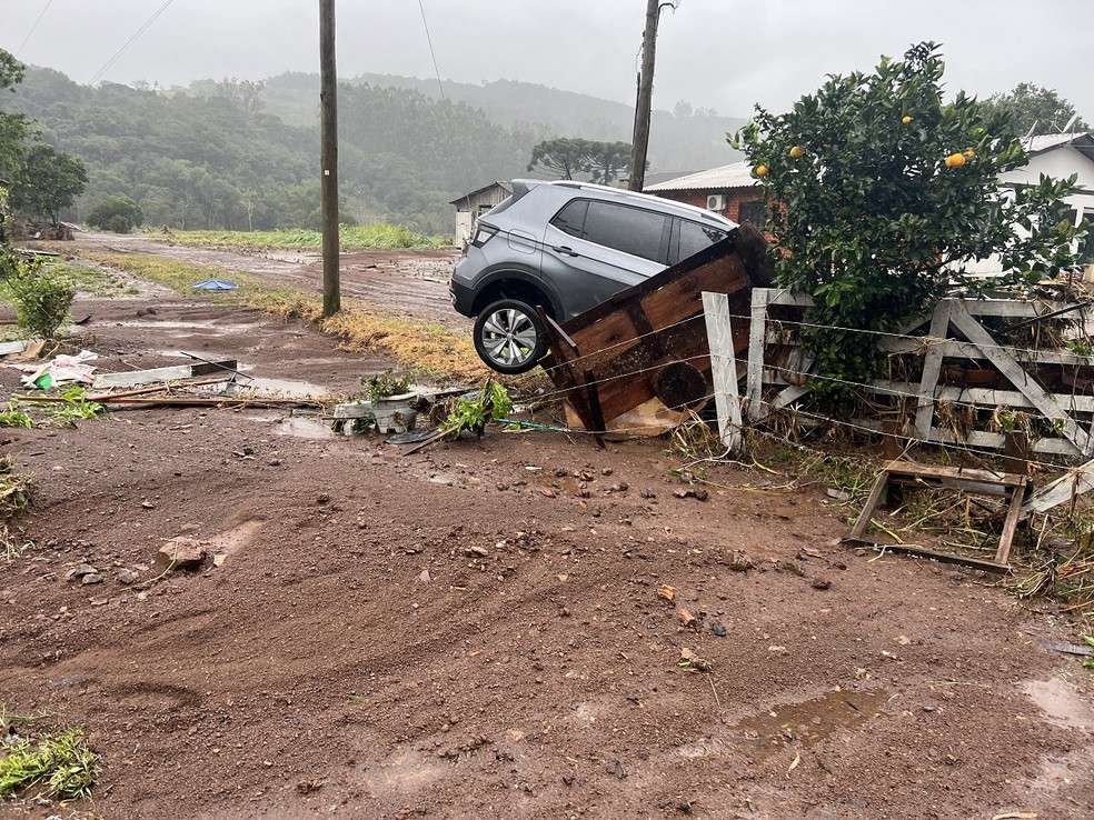 Município de Caraá foi fortemente atingido pelo temporal — Foto: Jonas Campos/RBS TV