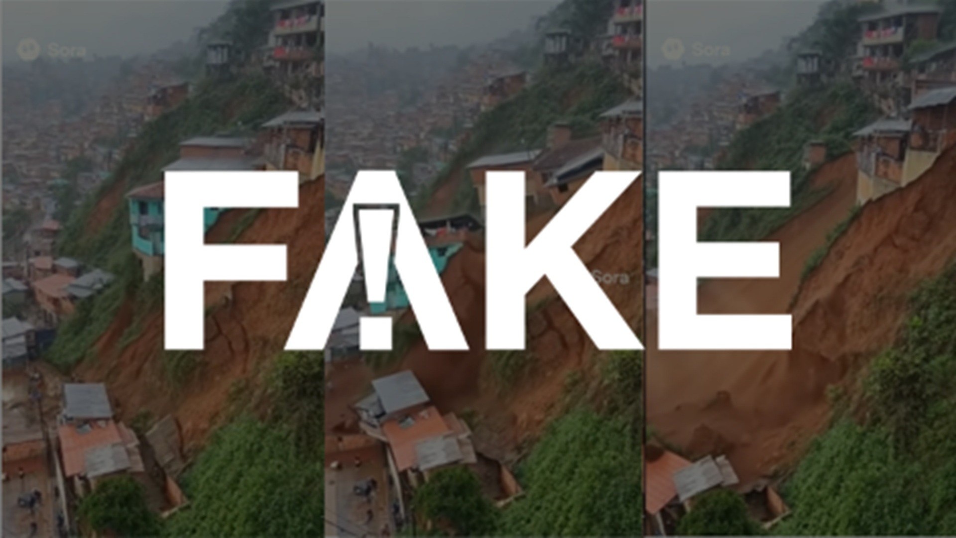 É #FAKE vídeo que mostra casas desabando em deslizamento no Rio; imagens foram geradas com IA