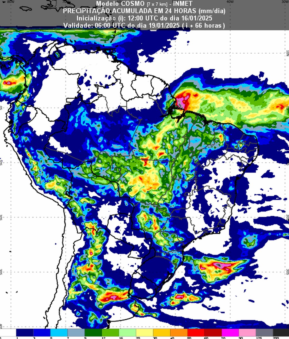 Boa parte do centro-norte do país devem ter tempo instável no fim de semana. — Foto: Inmet