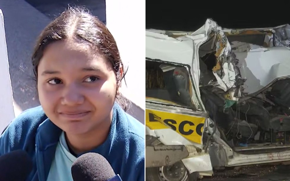 Valentina Pereira lamentou a perda dos amigos em acidente com van escolar, em Goiás — Foto: Reprodução/TV Anhanguera
