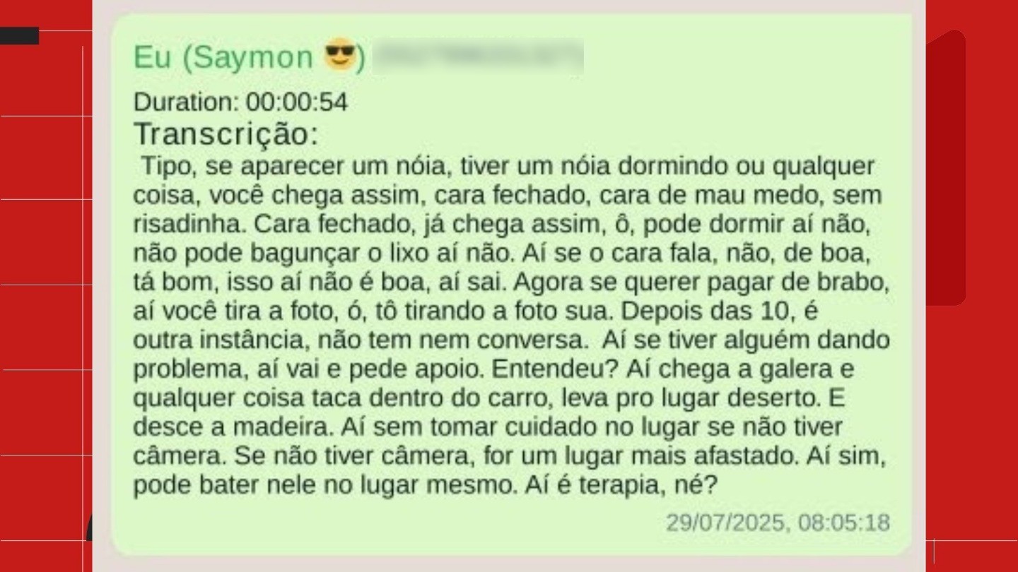'Desce madeira. Aí é terapia': veja mensagens entre vigilantes presos por matar e torturar moradores em situação de rua no ES
