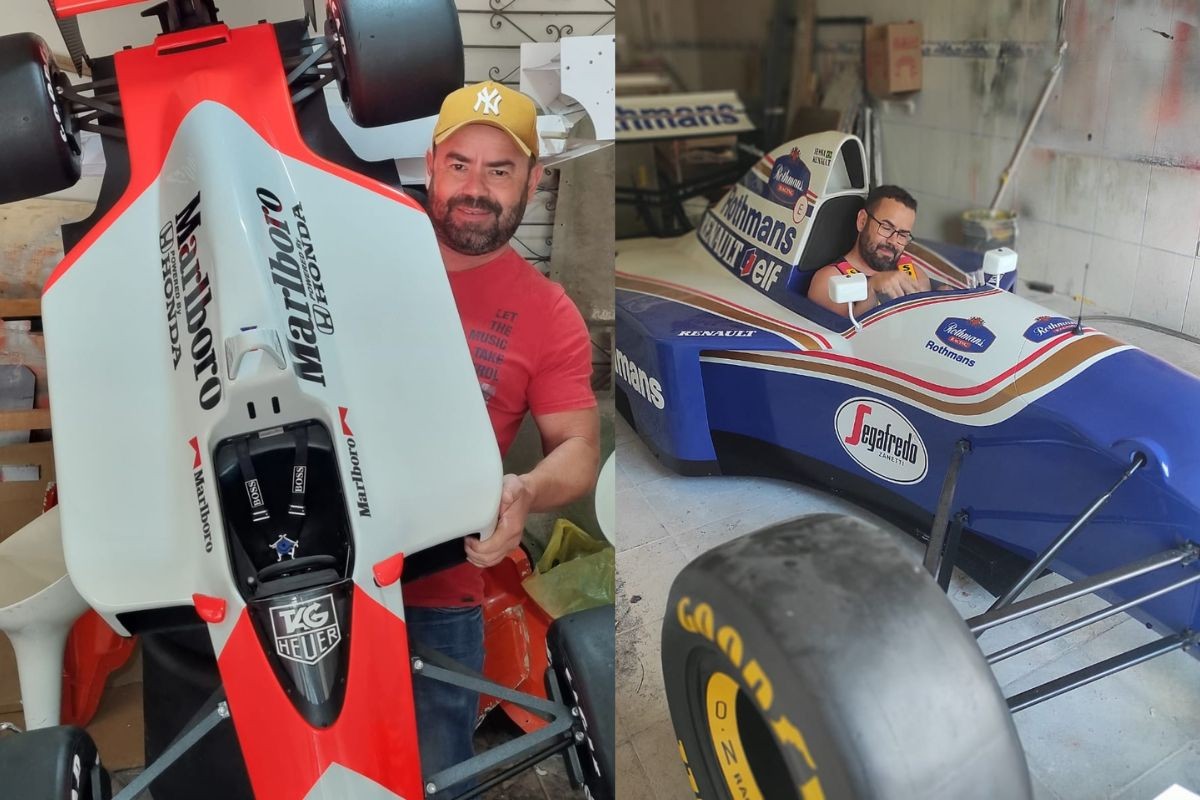 De fachadas de lojas a réplicas de Fórmula 1: como desafio de amigo fez paranaense virar especialista em carros de corrida realísticos