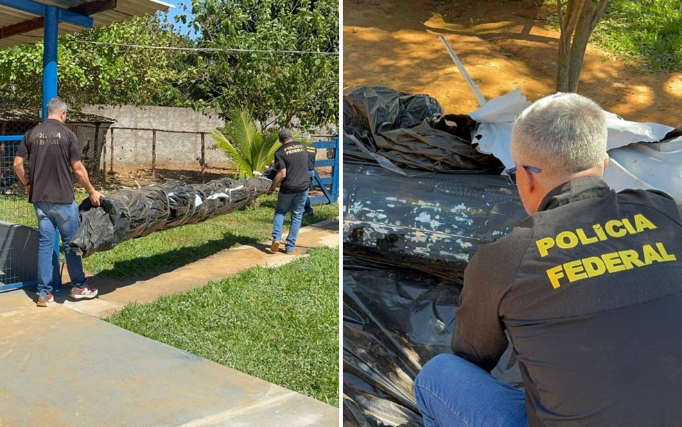 Operação da PF apreende helicóptero em investigação contra o tráfico internacional de drogas - Goiás — Foto: Divulgação/Polícia Federal