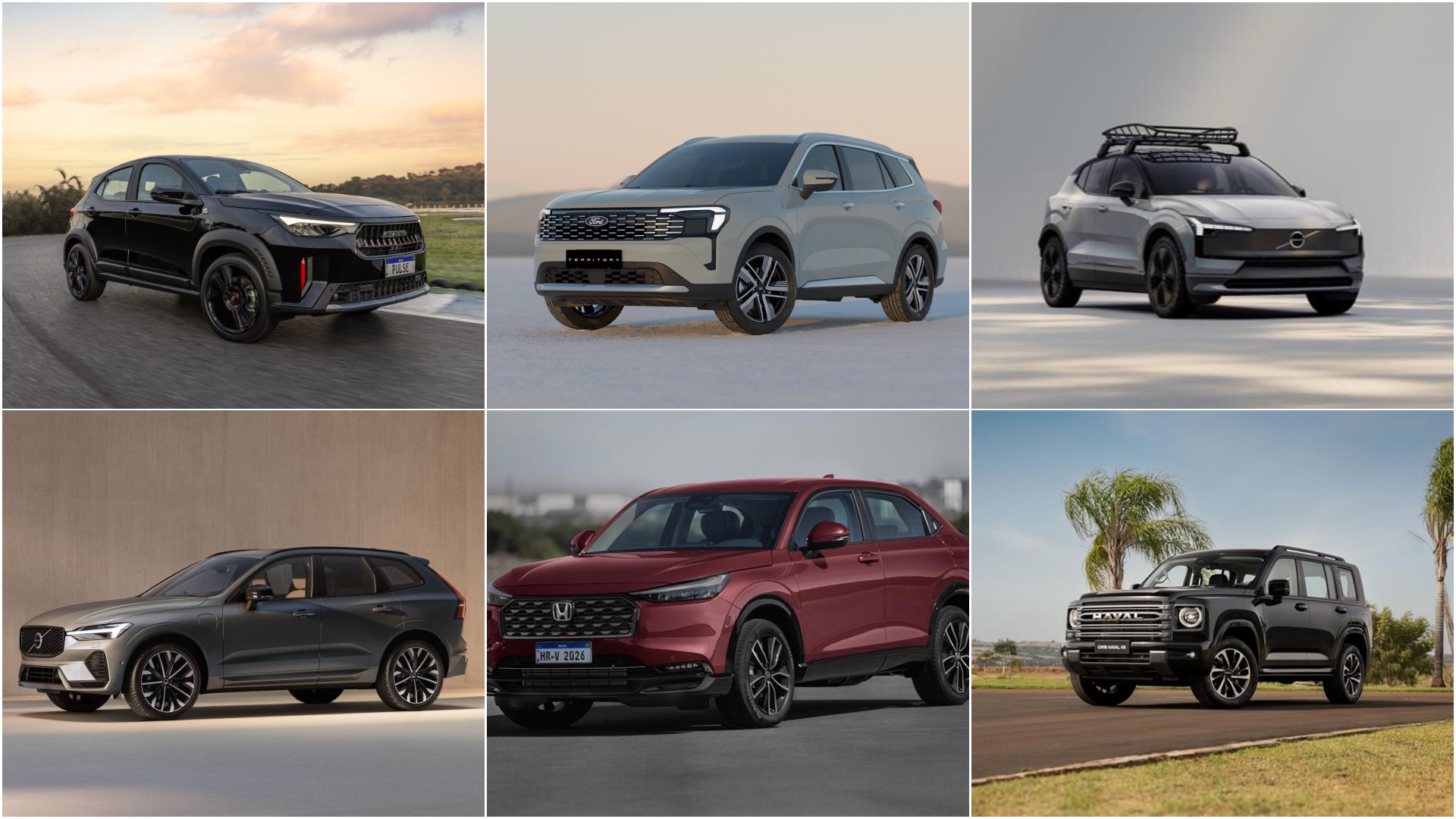Honda HR-V, Volvo XC60, Pulse Abarth e mais: veja os SUVs confirmados para o Brasil nesta semana