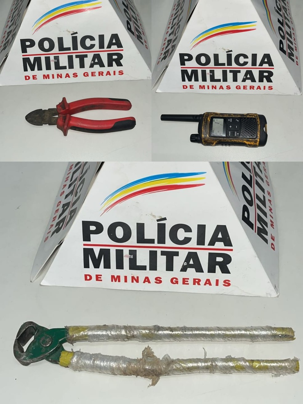 Dupla é presa após ser flagrada furtando mais de 60 metros de fiação elétrica de escola em Varginha — Foto: Polícia Militar