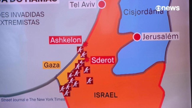 Mapa mostra onde foram os ataques do Hamas em Israel