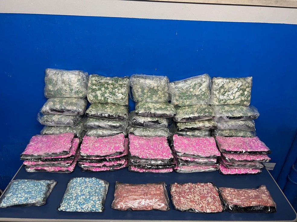 Cerca de 50 mil comprimidos de ecstasy são encontrados em mala de passageiro na Rodoviária do Rio — Foto: Divulgação