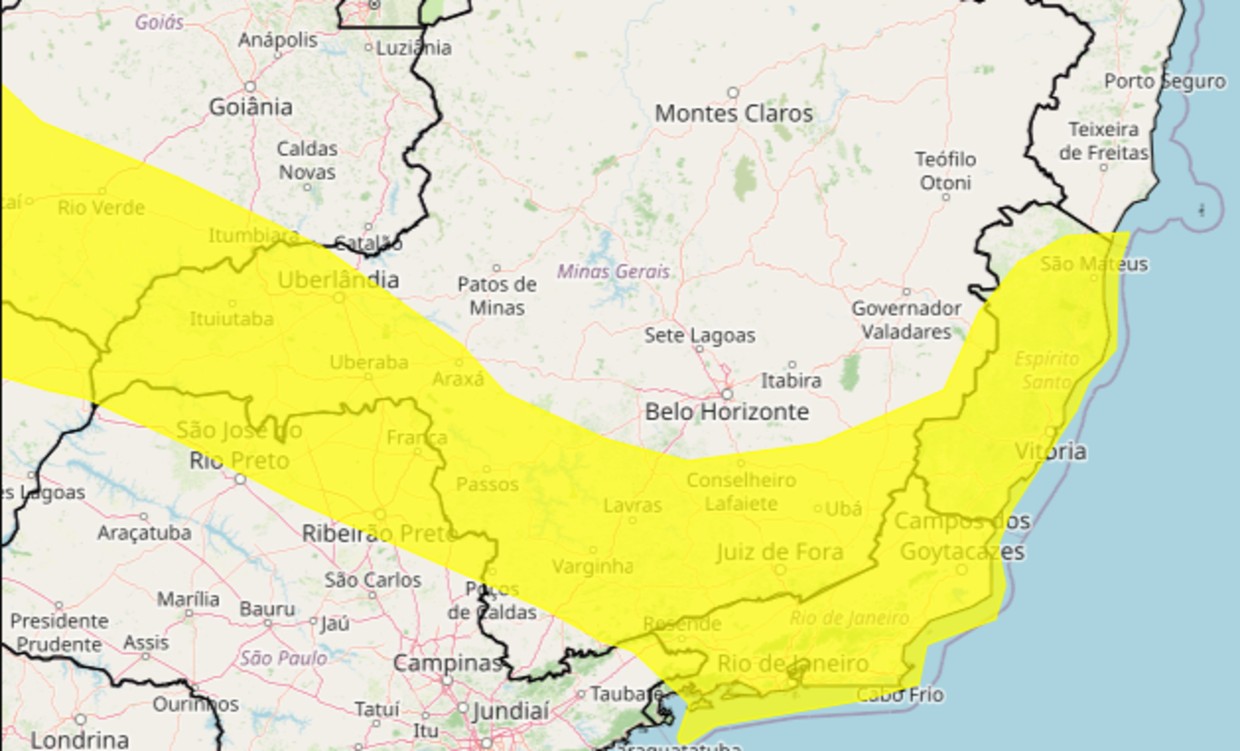 Inmet alerta sobre ciclone que pode provocar vendaval em mais de 380 cidades de MG