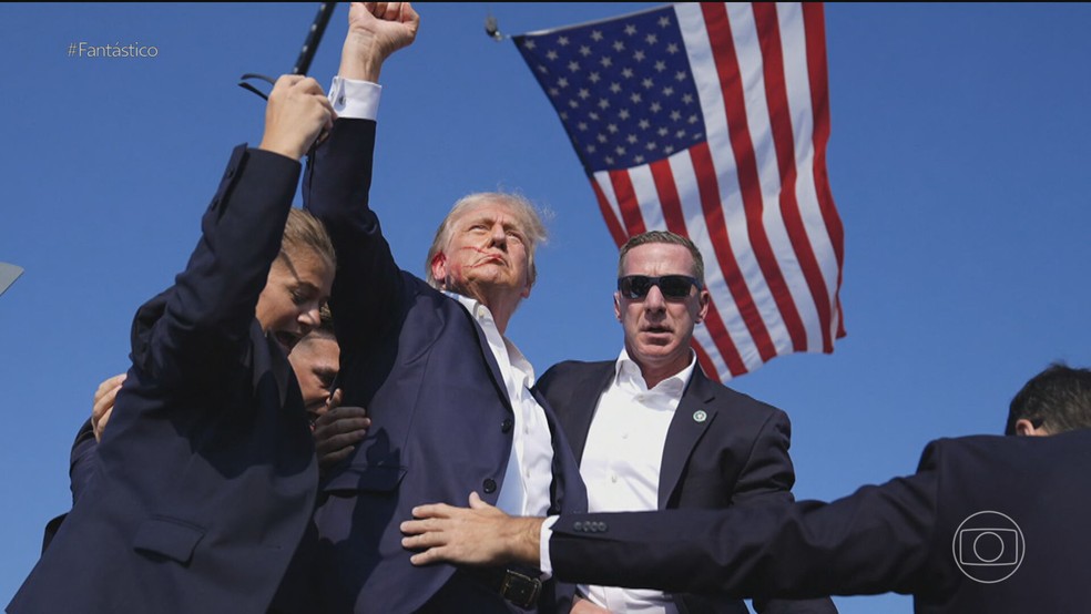 Foto atentado contra Trump — Foto: Reproduo/TV Globo