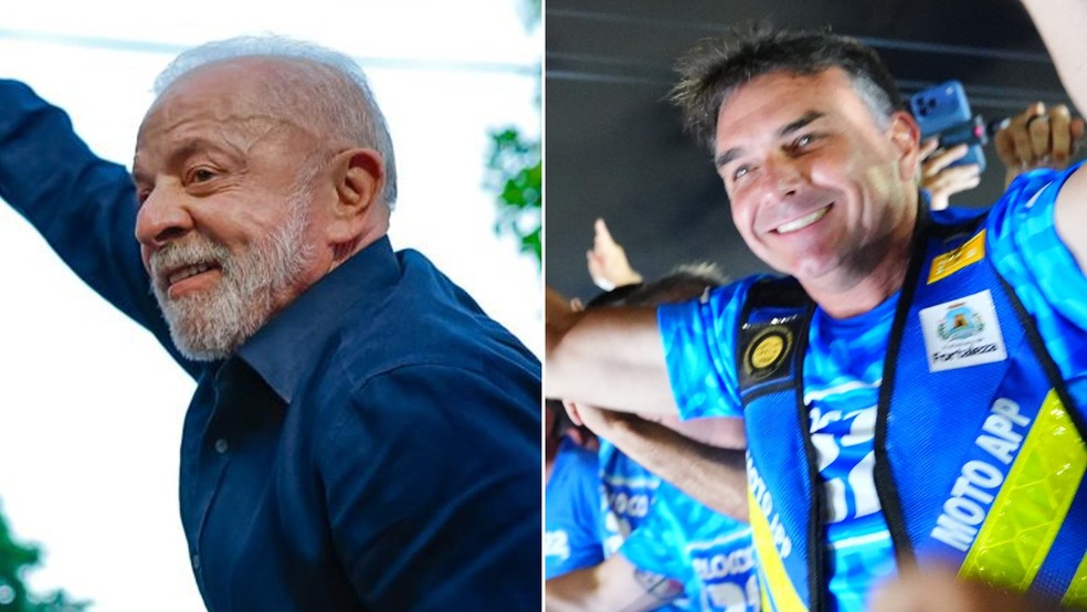 Lula (PT) e Flávio Bolsonaro (PL) durante agenda de campanha. — Foto: Montagem/g1