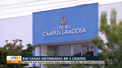 Prazo de inscrição para o vestibular da Unitins encerra nesta segunda-feira (6)
