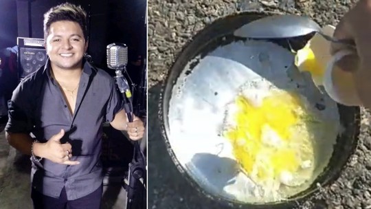 Sob forte calor, cantor frita ovo no asfalto - Foto: (Reprodução)
