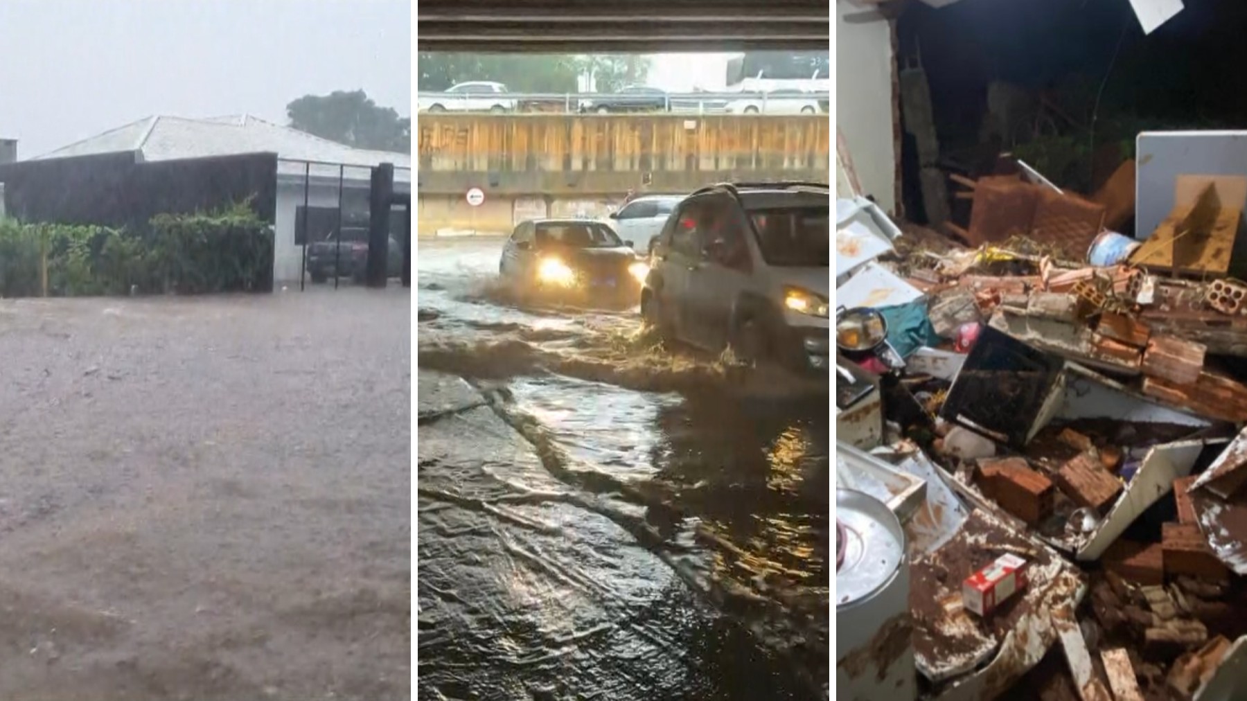 VÍDEO: chuva 'transforma' ruas em rios, alaga casas, mata cães e causa transtornos, no Paraná