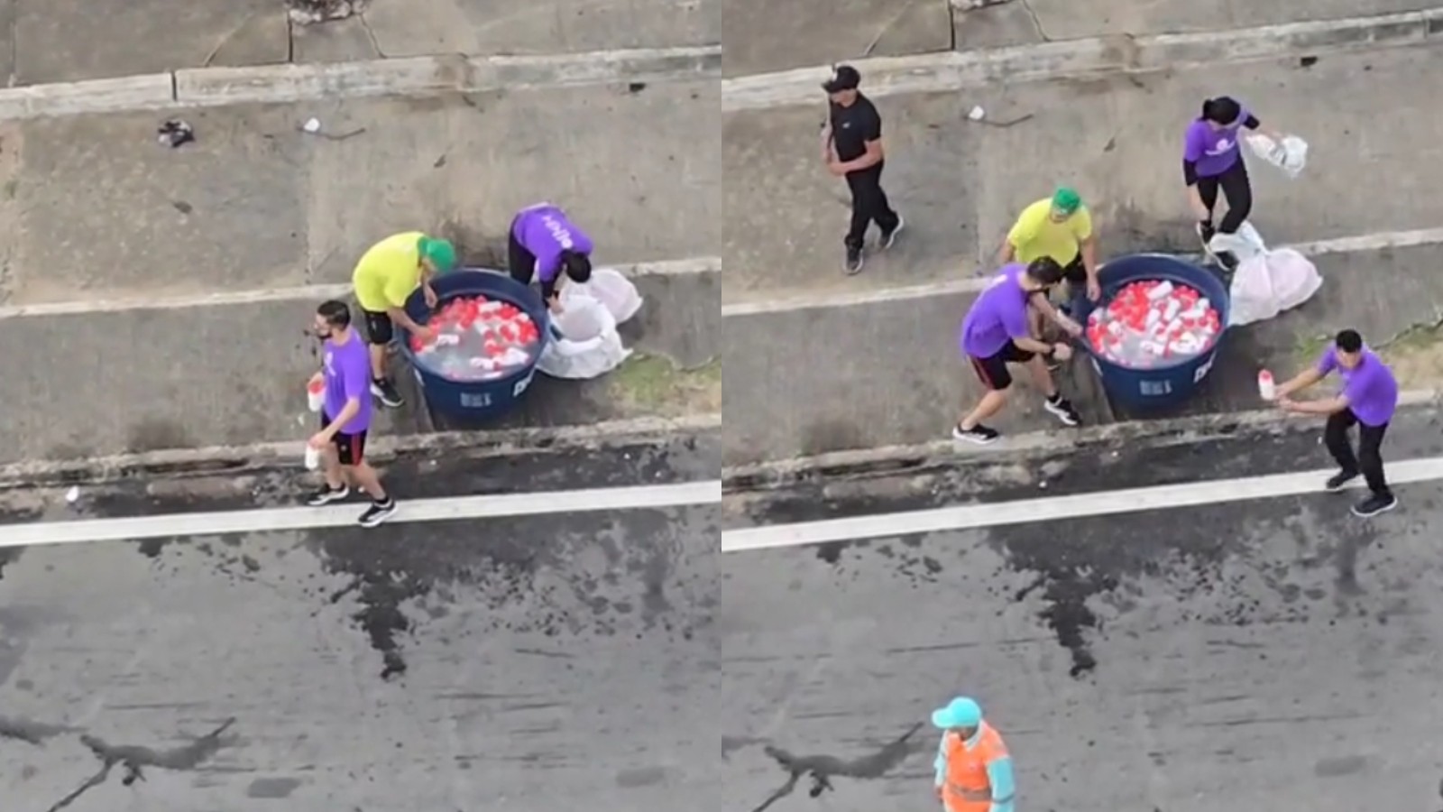 Vídeo flagra garrafas de água sendo abastecidas sem higiene durante prova de triatlo em Fortaleza