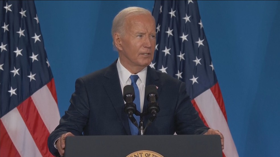 Biden d&aacute; entrevista nos EUA em meio a press&atilde;o para desistir da elei&ccedil;&atilde;o &mdash; Foto: Reprodu&ccedil;&atilde;o