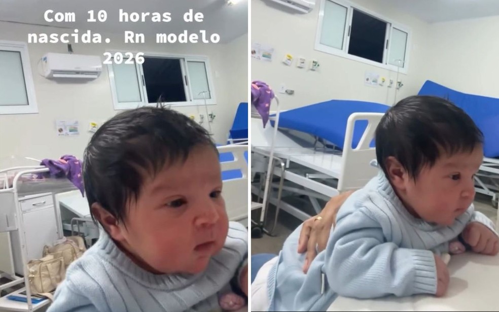 Cena de bebê gravada 10 horas após o nascimento viraliza nas redes sociais — Foto: Reprodução/Instagram de Iraides Rosa