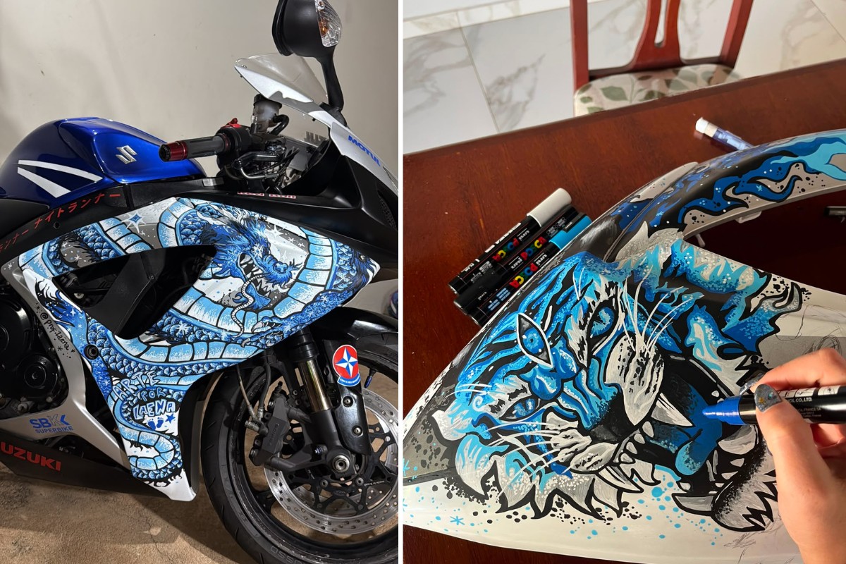 VÍDEO: artista customiza carenagem de moto com canetinhas e trabalho viraliza na web