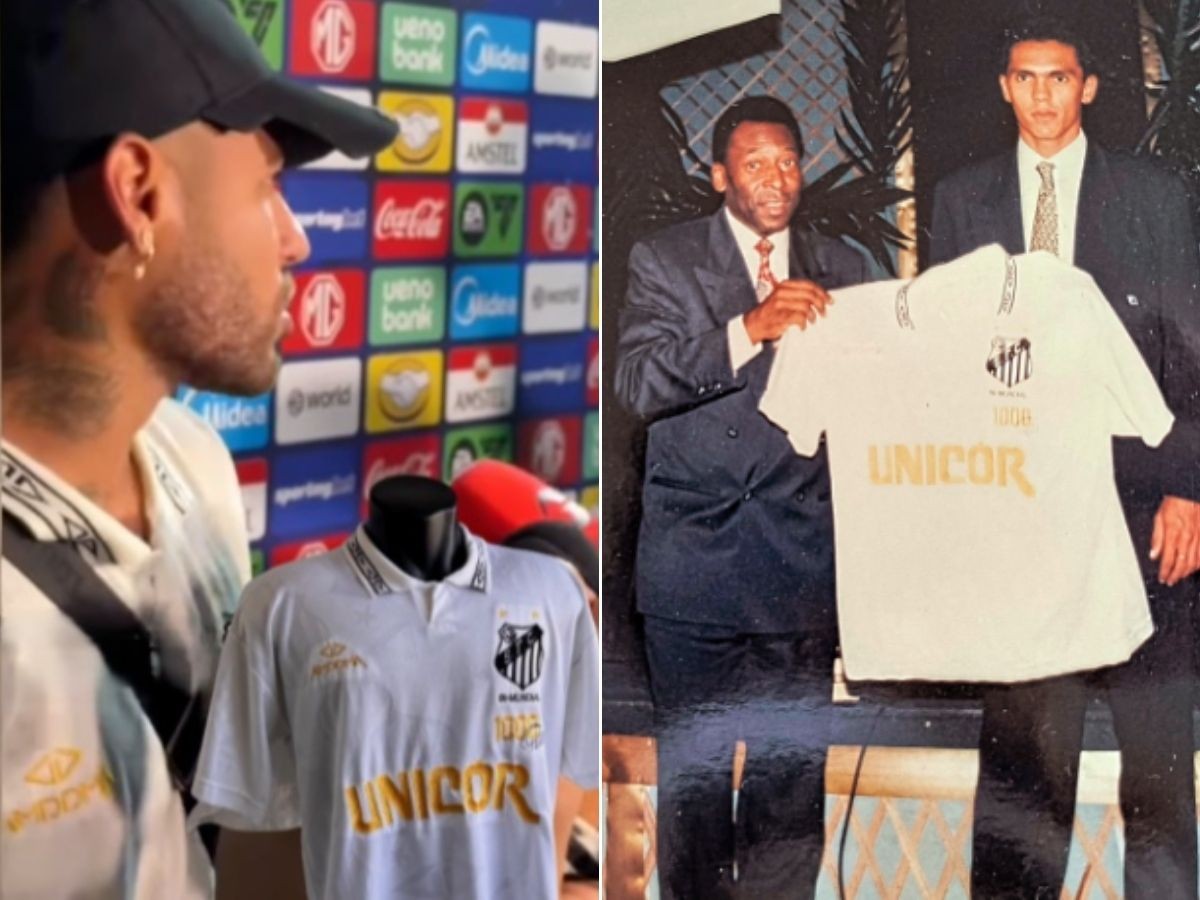 Guarda-roupa do príncipe: Neymar desfila com camisas históricas e raras do Santos; VEJA