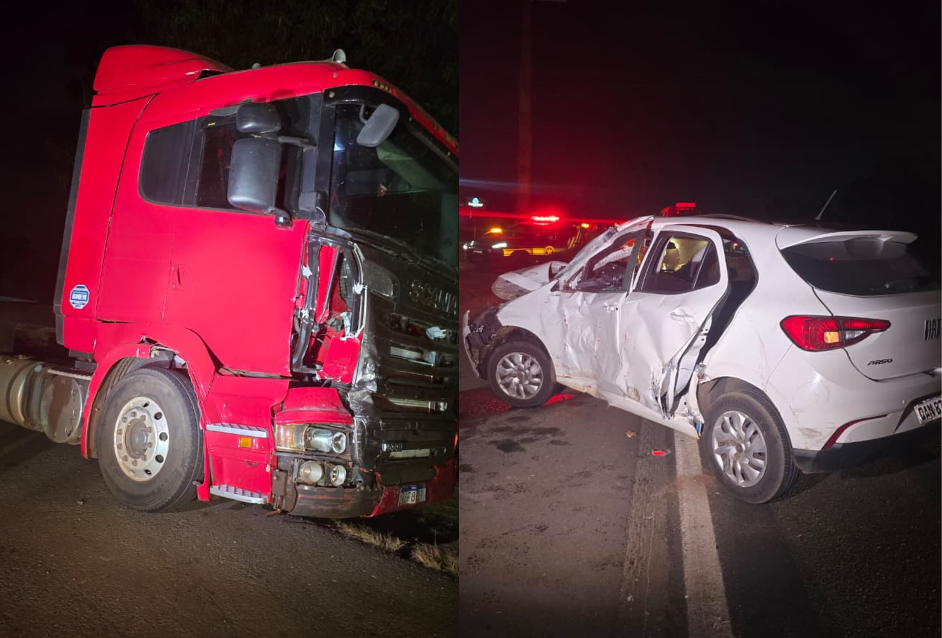 Batida entre carreta e carro interdita BR-163 por quase uma hora em Campo Grande