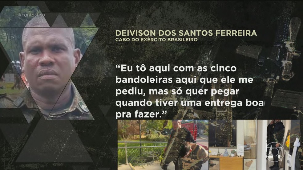investiga&ccedil;&atilde;o aponta que cabo do Ex&eacute;rcito fornecia armamentos e muni&ccedil;&otilde;es para fac&ccedil;&otilde;es criminosas &mdash; Foto: Reprodu&ccedil;&atilde;o/TV Globo