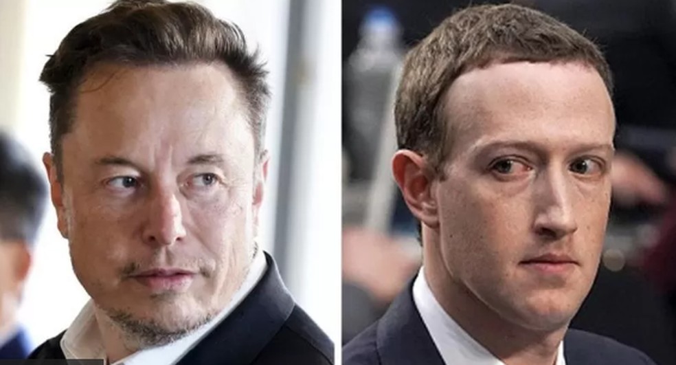Lanamento de novo aplicativo  o captulo mais recente da rivalidade entre os proprietrios da Meta, Mark Zuckerberg, e do Twitter, Elon Musk. — Foto: GettyImages
