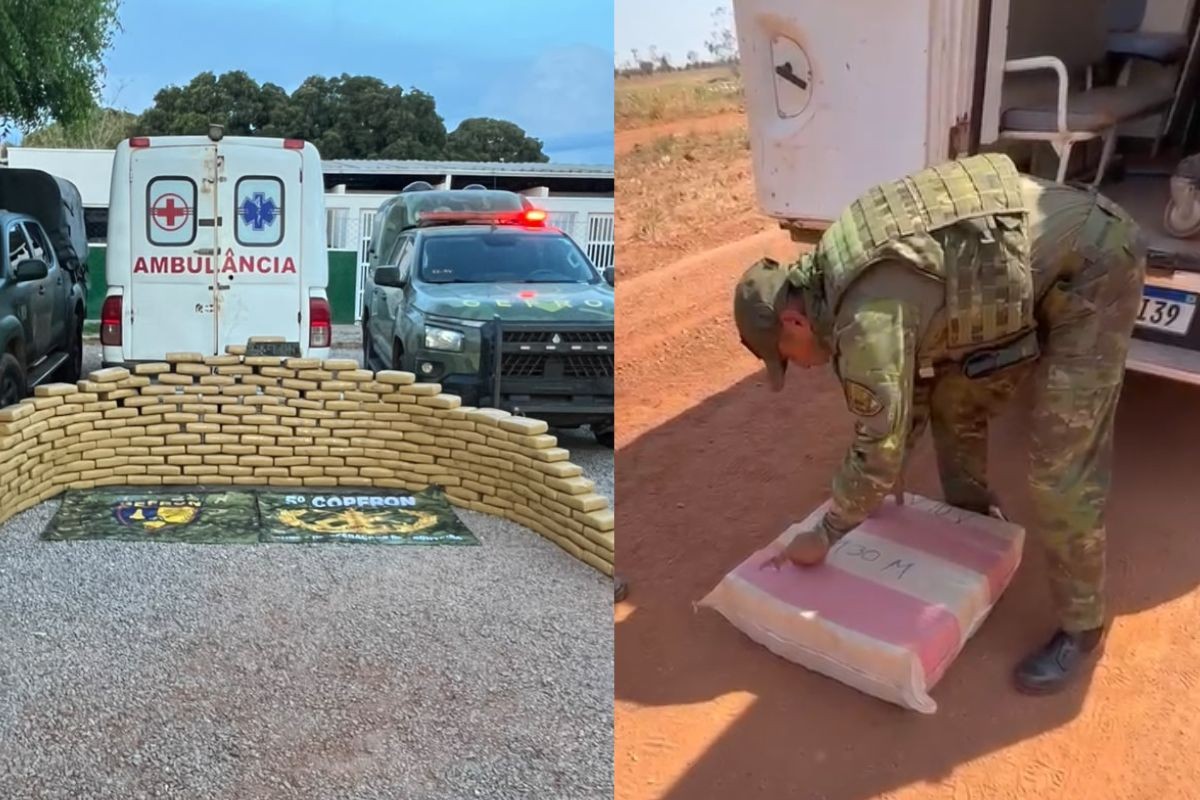 Ambulância com mais de 200 tabletes de 'supermaconha' é apreendida na fronteira entre Bolívia e MT