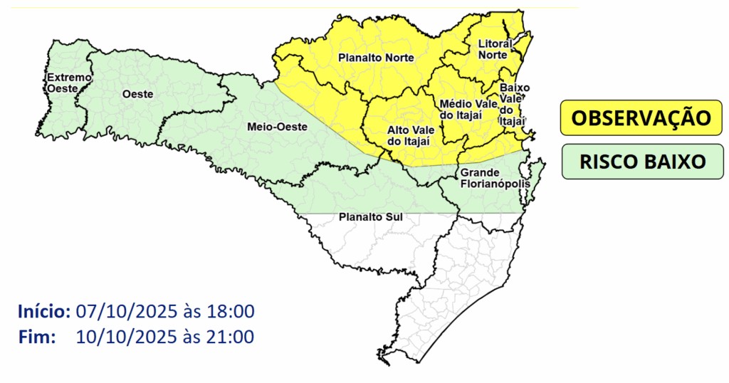 SC recebe alertas para temporais e queda de 5 °C na temperatura; veja previsão
