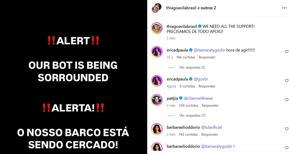 Brasileiro diz que barco foi cercado antes de chegar a Gaza — Foto: Reprodução