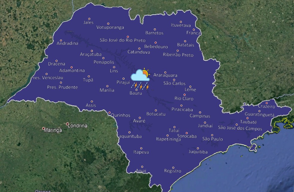 3 de 3
Frente fria derruba temperaturas no centro-oeste paulista &mdash; Foto: IPMet Unesp - Bauru