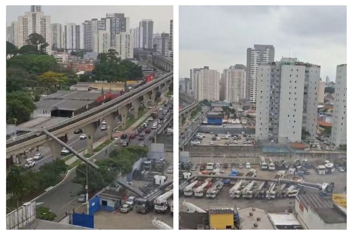 VÍDEO: Guindaste cai e monotrilho bate em estrutura na Zona Leste de São Paulo
