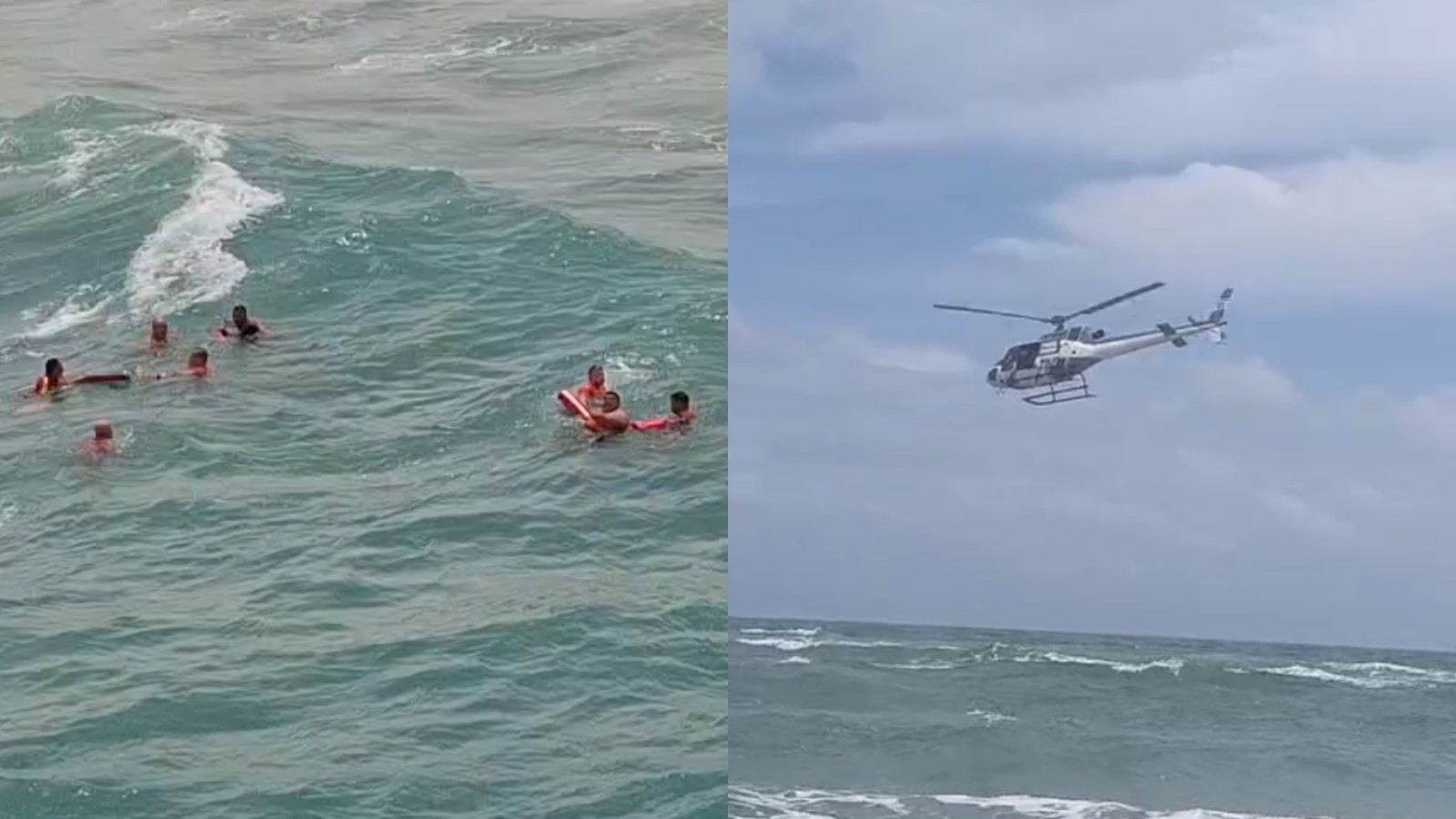 Vídeo: Adolescente e três adultos se afogam e são resgatados com ajuda de helicóptero em praia de Fortaleza