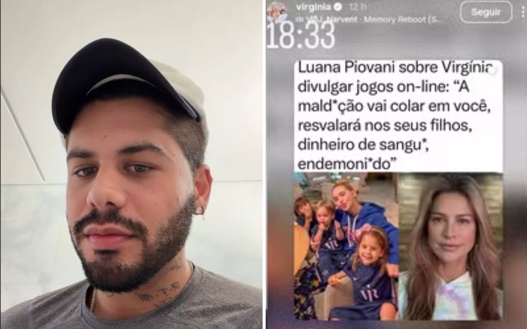 Zé Felipe diz que não faz mais propaganda de bets e fala de ‘hipocrisia’ após polêmica entre Virginia e Luana Piovani: 'Falso moralismo’ 