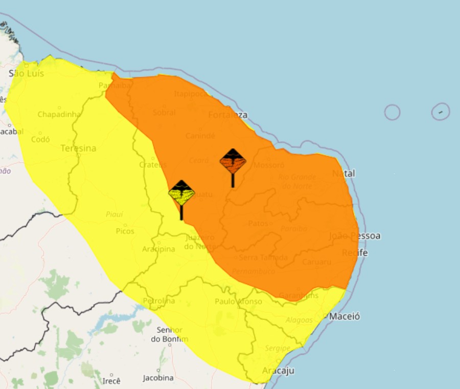 Inmet renova dois alertas para chuvas intensas em toda Paraíba