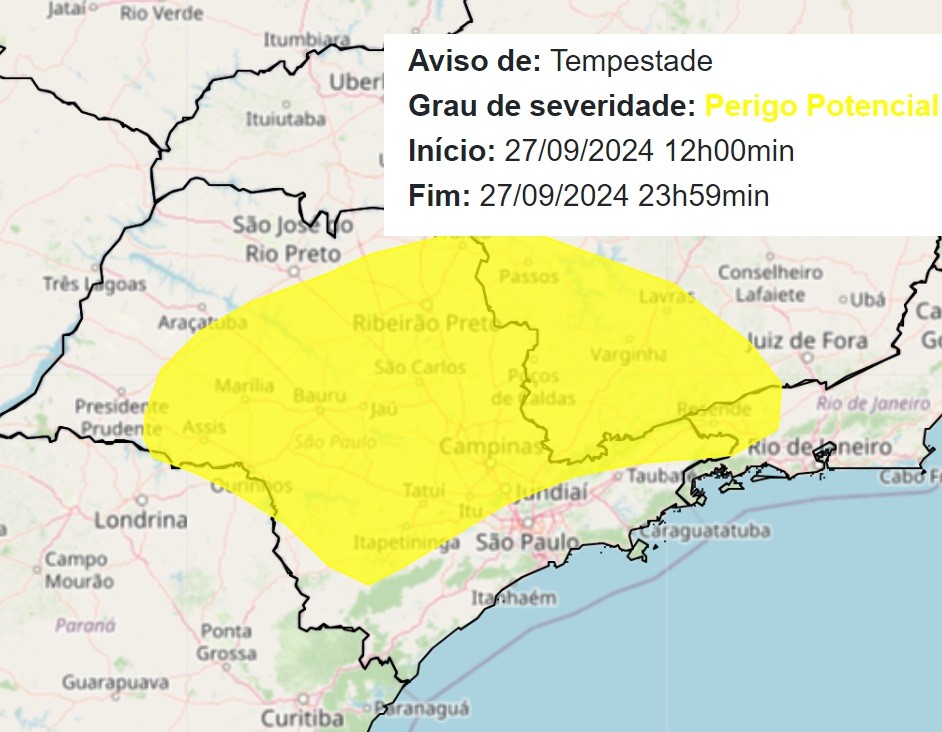 Depois de bater 40ºC, região de Piracicaba tem alerta amarelo de perigo para tempestade com queda de granizo; veja previsão 