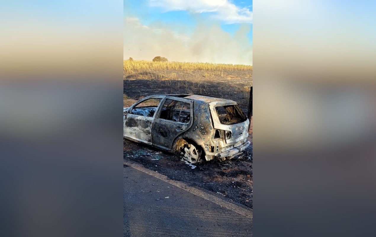 Fogo em veículo se espalha e devasta plantação de cana no interior de SP