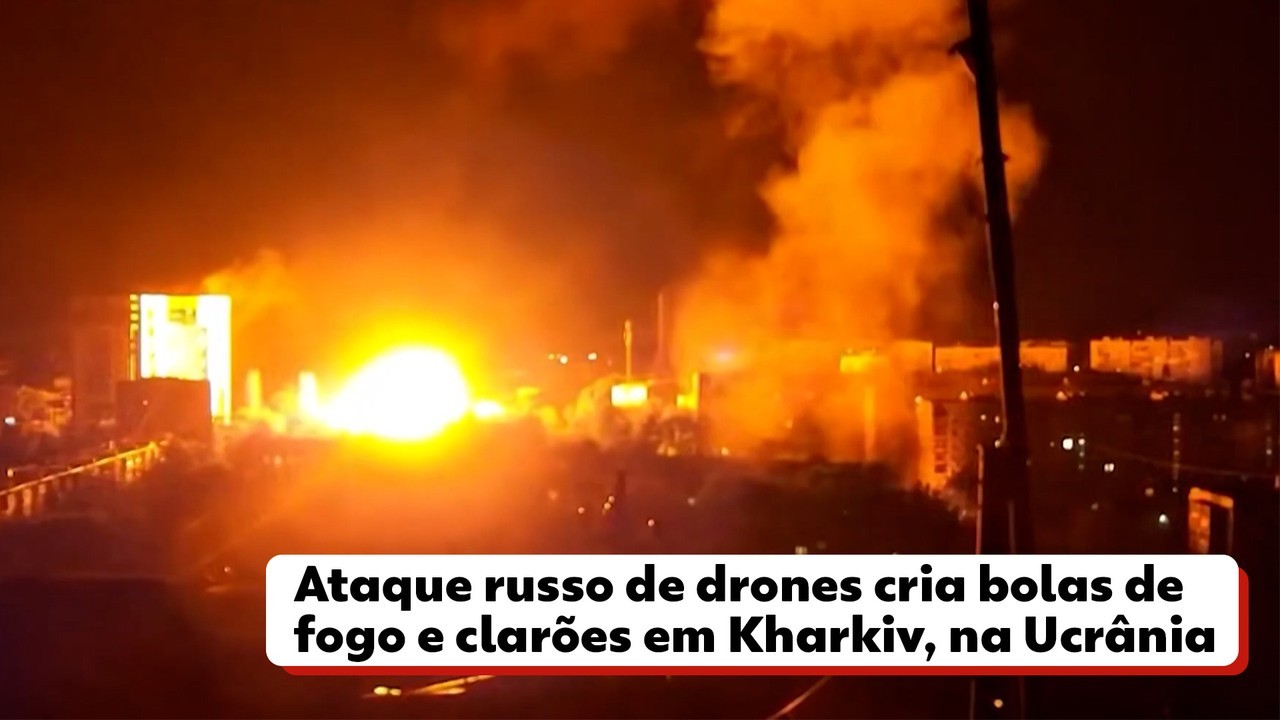 VÍDEO: Ataque russo de drones causa explosões com 'bolas de fogo' e clarões na Ucrânia
