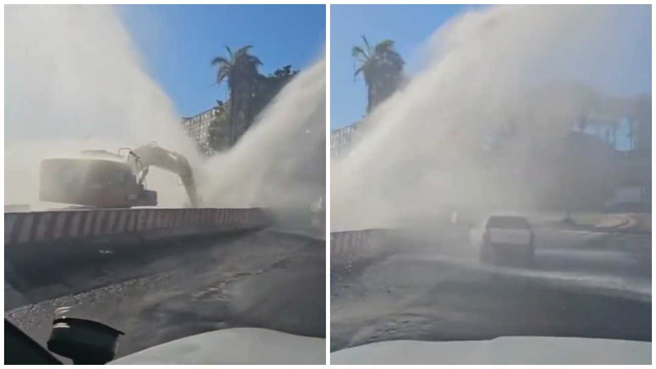 Adutora se rompe durante obra da Sabesp no Grajaú, Zona Sul de SP