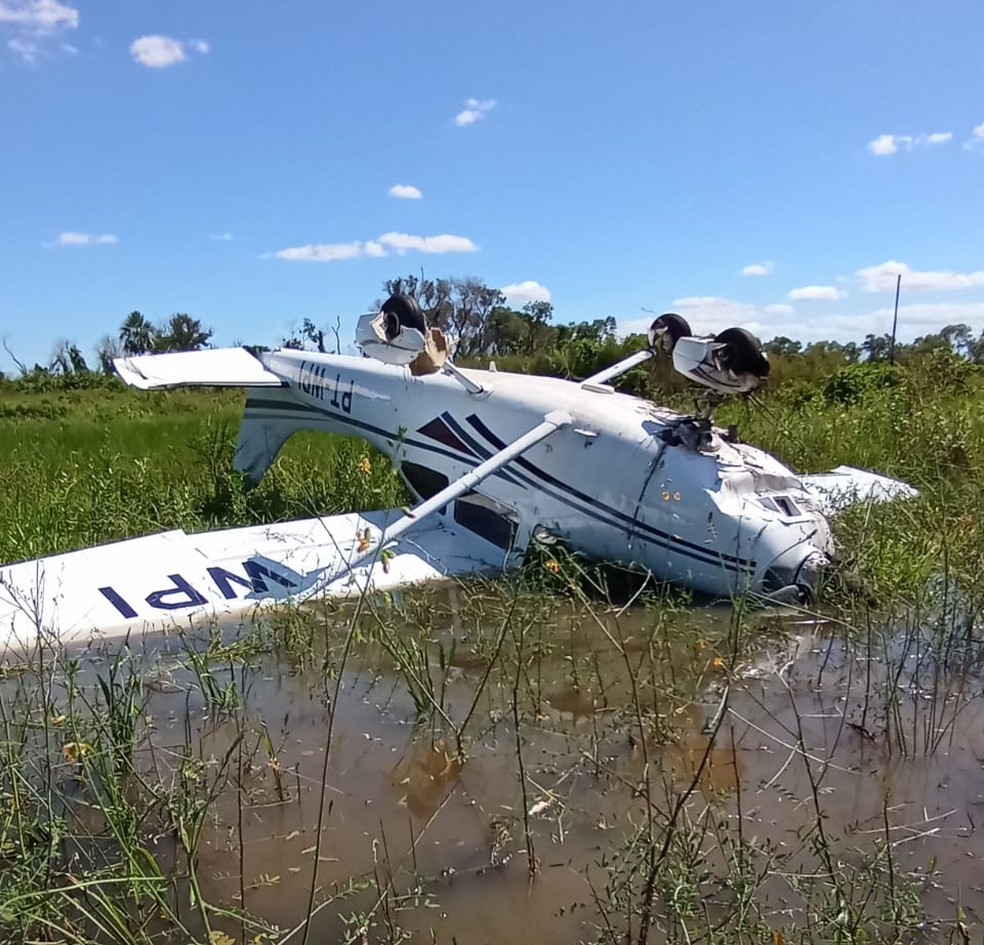Avião caiu em área de difícil acesso no Pantanal de MS — Foto: Divulgação