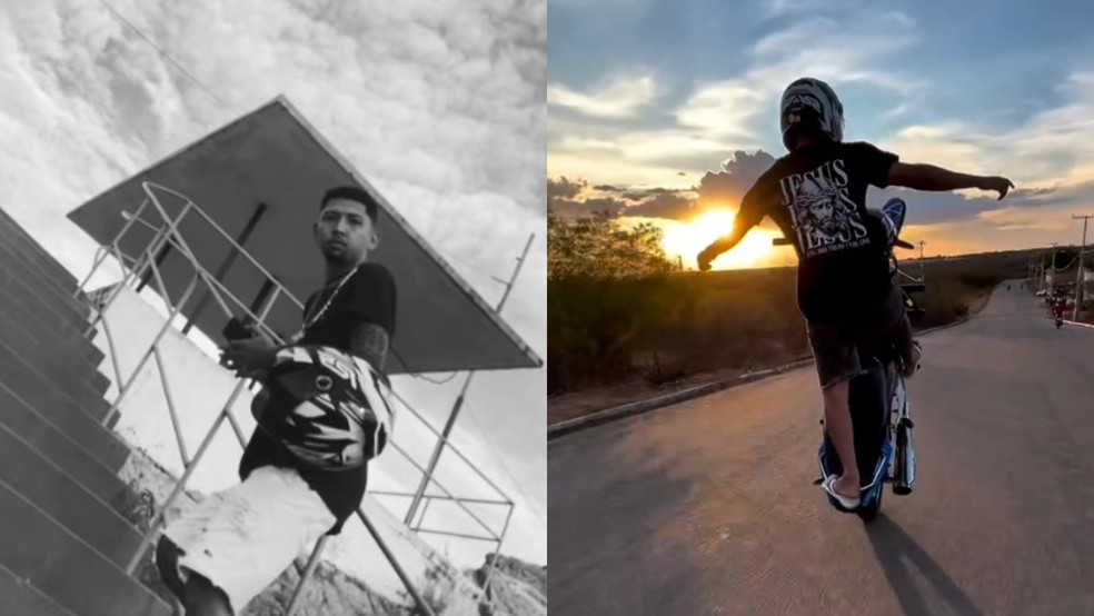 Alisson Fidelis da Silva, 24 anos, publicava vídeos nas redes sociais fazendo "grau" com moto. — Foto: Redes sociais/Reprodução