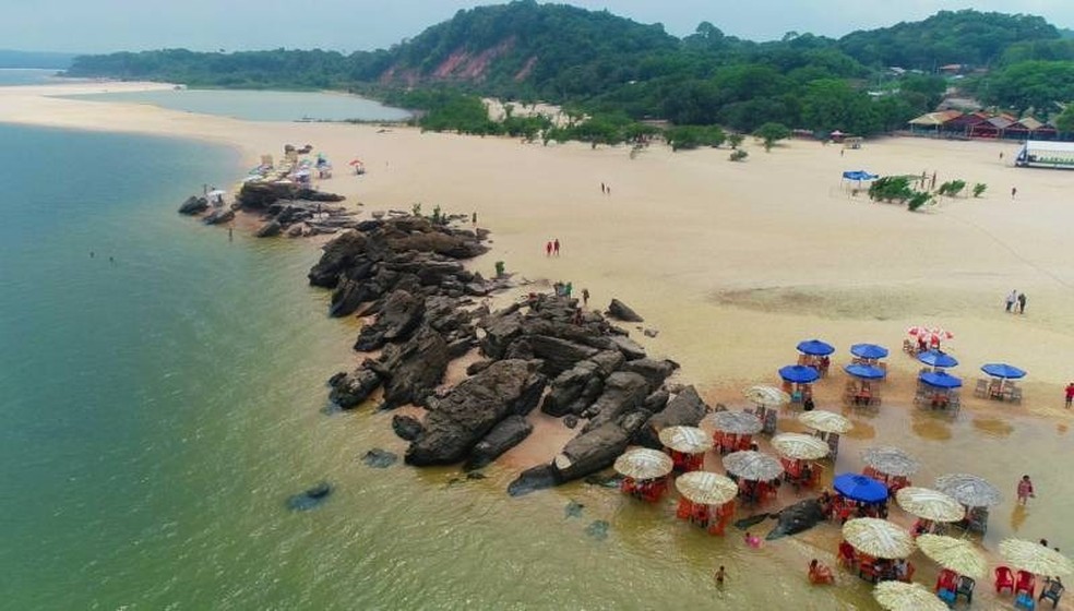 Praia de Ponta de Pedras em Santar&eacute;m, no Par&aacute; &mdash; Foto: Prefeitura de Santar&eacute;m/Divulga&ccedil;&atilde;o