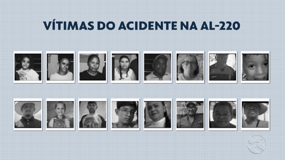 Vítimas de acidente de ônibus com romeiro em São José da Tapera, no interior de Alagoas — Foto: Reprodução/TV Asa Branca