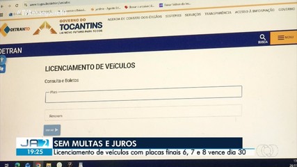 Licenciamento de veículos com placas finais 6, 7 e 8 vence dia 30