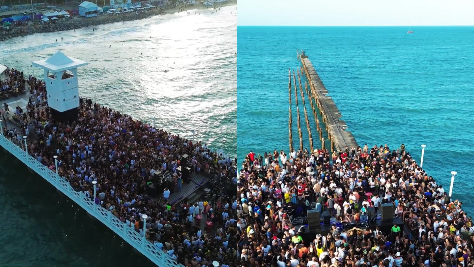 Vídeo: Festa eletrônica lota 'cartão-postal' de Fortaleza e imagem impressiona