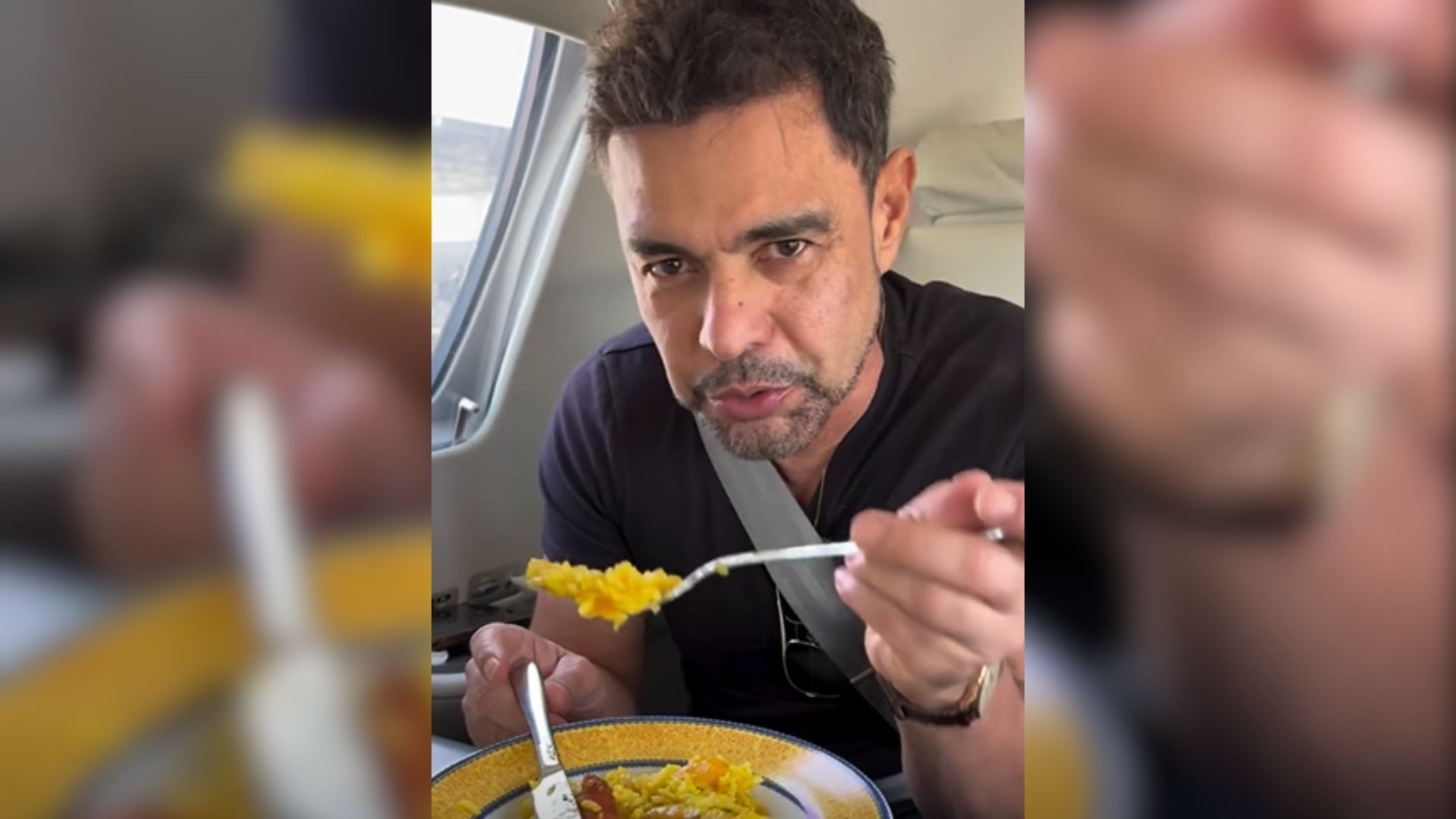 Zezé di Camargo posta vídeo comendo arroz e pequi no avião: ‘Risotinho do Cerrado’